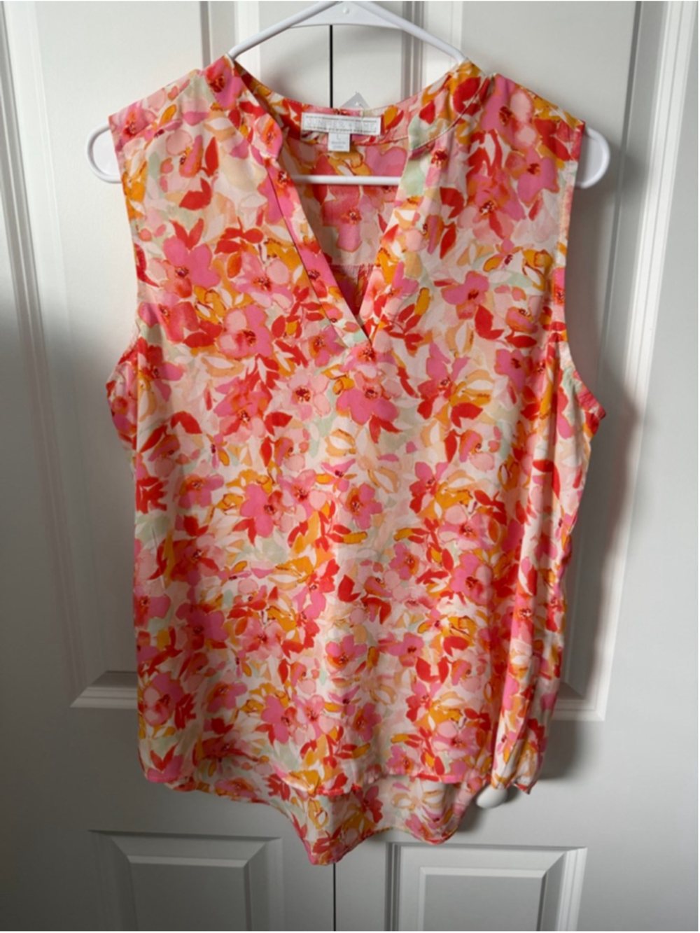 Juniper + Lime Floral Tank Top L Pink Orange